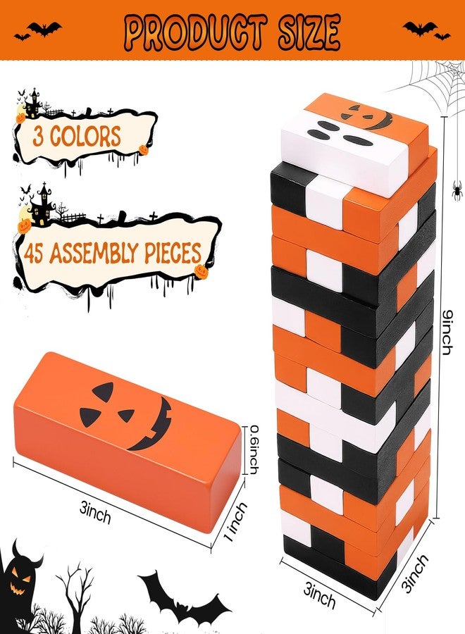 YIBOBO Halloween Wooden Block Stacking Game, Precision Stacking Challenge and Hand-Eye Coordination Challenge Toys,Suitable for Halloween Parties or Events, for Adults and Kids Aged 3+ (Halloween) - Image 2